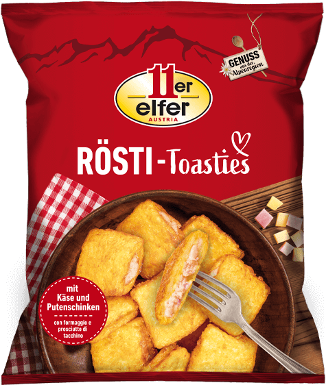 11er Rösti-Toasties mit Käse und Putenschinken